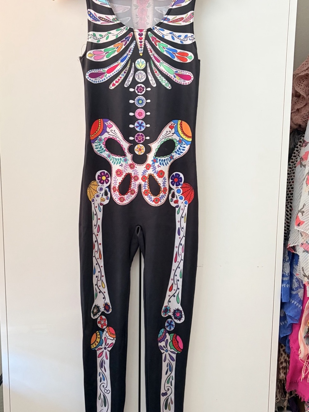 Spiral Skeleton Jumpsuit Skeleton Print Jumpsuit Size Medium